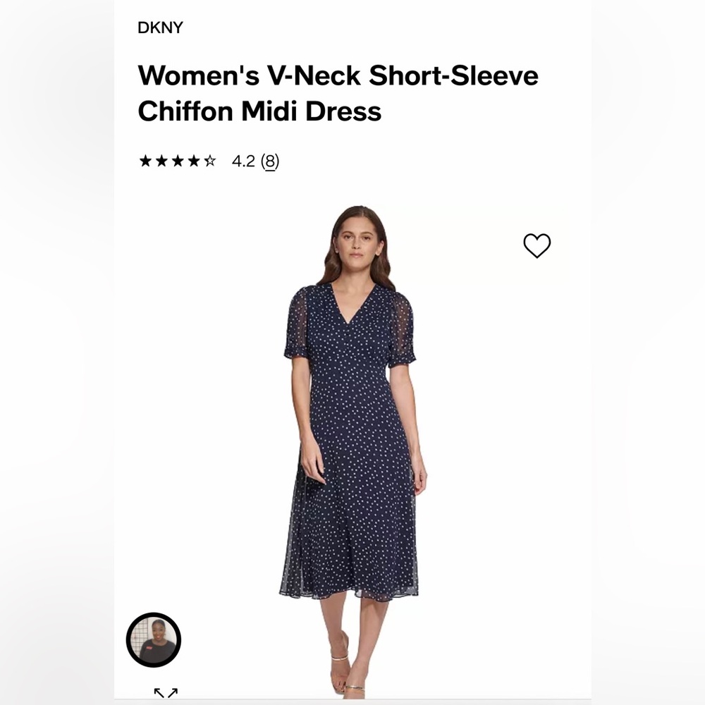 DKNY
Women's V-Neck Short-Sleeve Chiffon Midi Dress